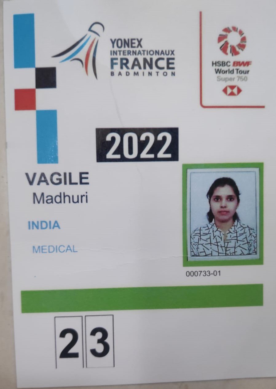 Official Team Physiotherapist for Saina Nehwal at the “Yonex Internationaux France 2022