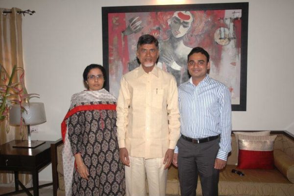 Dr. Kapil with ex-CM Chandra Babu Naidu and Mrs. Bhuvaneswari